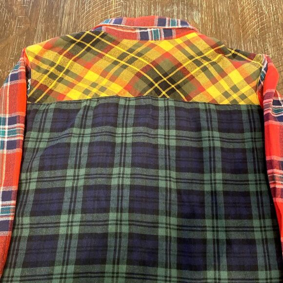 Blair Women’s XL Patchwork Plaid Embroidered Flannel Button Up Shirt - Picture 10 of 13